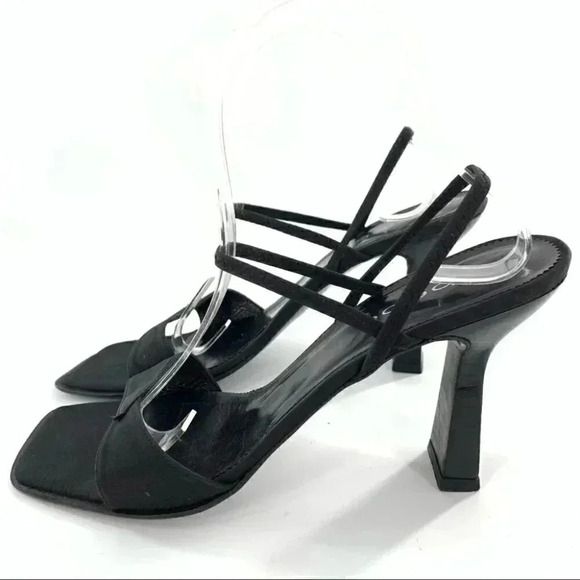 Bebe heels size 10 black stain square toe formal vintage Y2k minimalist party - Picture 5 of 12